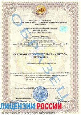 Образец сертификата соответствия аудитора №ST.RU.EXP.00006191-1 Тында Сертификат ISO 50001
